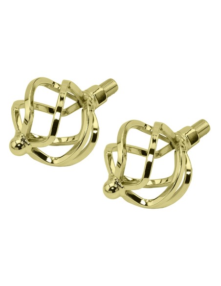 Lowrider Twisted Pedals W/Cage Ball B-592 1/2 Inch Gold.